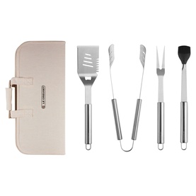 Stainless Steel Four-Piece BBQ Tool Set & Carry Case