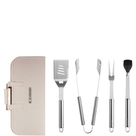 Stainless Steel Four-Piece BBQ Tool Set & Carry Case