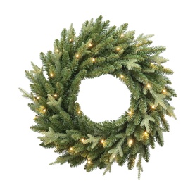 Puleo Arcadia Pre-lit LED Christmas Wreath with lush green PE/PVC foliage and 100 warm white LED lights