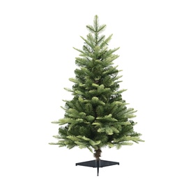 Puleo Lowa Christmas Tree 3ft, compact artificial green fir with lifelike PE/PVC needles and black metal stand
