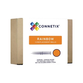 Connetix Rainbow Replacement Balls Pack, multicoloured, box of 12 wooden balls for magnetic tile construction sets