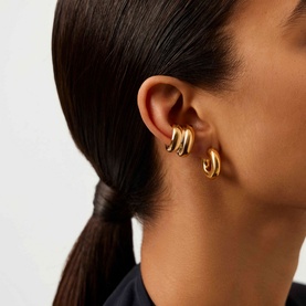 Sculptural Chubby Double Ear Cuff Earring
