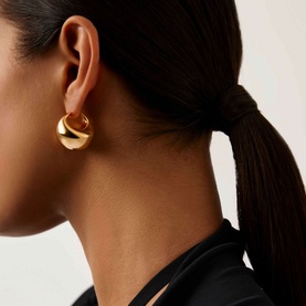 Sculptural Chubby Dome Medium Hoop Earrings