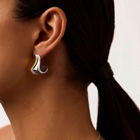 Sculptural Molten Medium Hoop Earrings