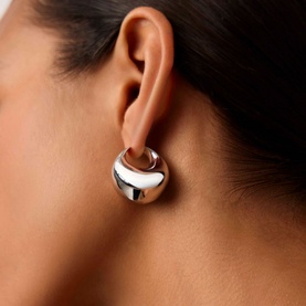 Sculptural Chubby Dome Medium Hoop Earrings