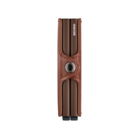 Secrid Vintage Leather Twin Wallet in brown, compact design with button fastening, dual aluminium Cardprotectors and embossed logo detail