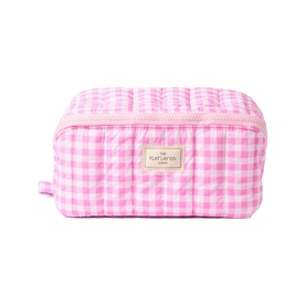 Marshmallow Flat Lay Makeup Box Bag - Pink Gingham