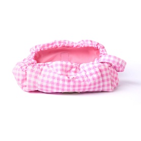 Parachute Drawstring Flat Lay Makeup Bag - Pink Gingham