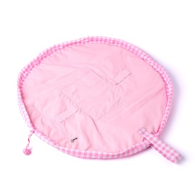 Parachute Drawstring Flat Lay Makeup Bag - Pink Gingham