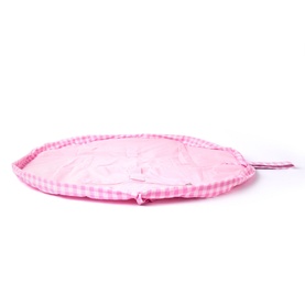Parachute Drawstring Flat Lay Makeup Bag - Pink Gingham