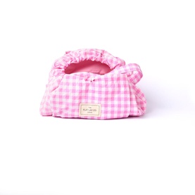 Parachute Drawstring Flat Lay Makeup Bag - Pink Gingham