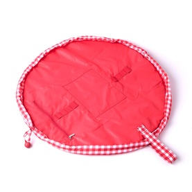 Parachute Drawstring Flat Lay Makeup Bag - Red Gingham