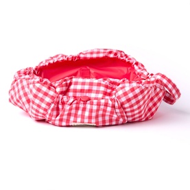 Parachute Drawstring Flat Lay Makeup Bag - Red Gingham