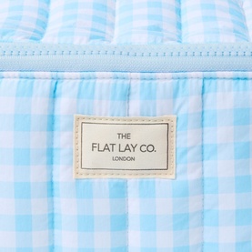 Marshmallow Flat Lay Makeup Box Bag - Baby Blue Gingham