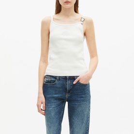 Buckle Strap Ribbed Tank Top