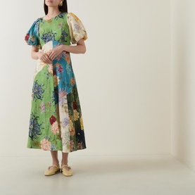 Avery Patchwork Flared Linen Dress