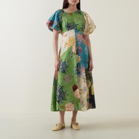 Avery Patchwork Flared Linen Dress