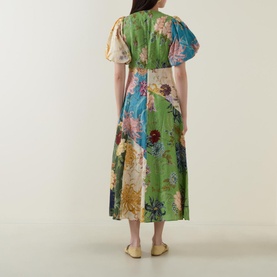 Avery Patchwork Flared Linen Dress
