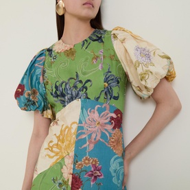 Avery Patchwork Flared Linen Dress