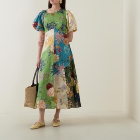 Avery Patchwork Flared Linen Dress