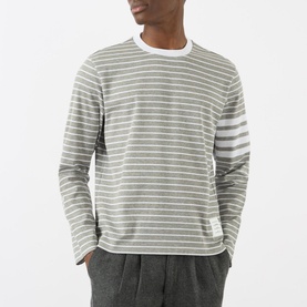 Four-Bar Striped Long-Sleeved T-Shirt