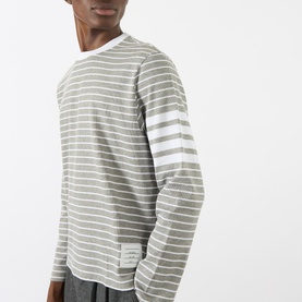 Four-Bar Striped Long-Sleeved T-Shirt