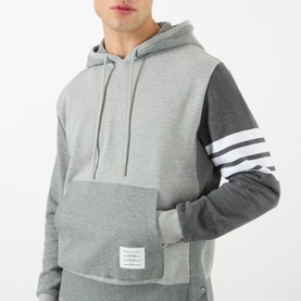 Four-Bar Tonal Panelled Hoodie