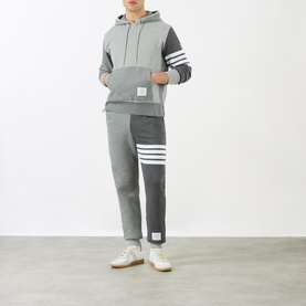 Four-Bar Tonal Panelled Hoodie