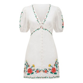 Veanne Embroidered Mini Dress
