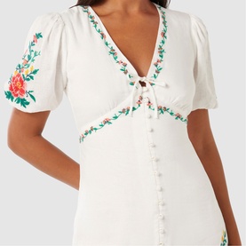Veanne Embroidered Mini Dress