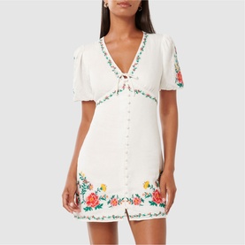 Veanne Embroidered Mini Dress