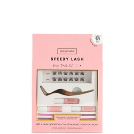 Wink with Mink Speedy Lash Mini Travel Kit: Seven Day Hold Eyelash Extensions, pink box set with lash strips and applicator tool