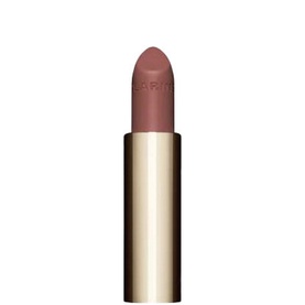 Clarins Joli Rouge Velvet Lipstick Refill 3.5g in muted mauve-nude shade, housed in gold cylindrical case