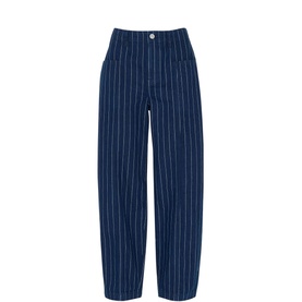 Pinstripe Barrel Leg Jeans