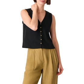Ribbed Button Tank Top
