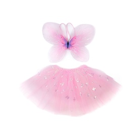 Flutter Butterfly Two-Piece Skirt & Wings Set Pink