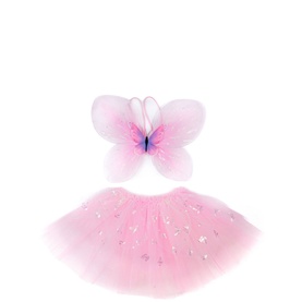 Flutter Butterfly Two-Piece Skirt & Wings Set Pink