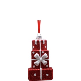 Stacked Glitter Presents Tree Decoration