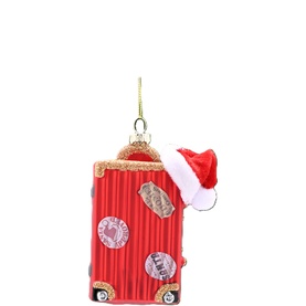 Suitcase With Santa Hat Tree Decoration