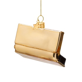 Vondels Fake Lashes Glass Tree Decoration in gold, featuring logo star nameplate, glitter embellishment and smooth glass finish with hanging thread