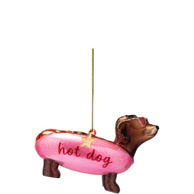 Hotdog Dachshund Glass Tree Decoration