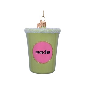 Matcha Tea Latte Glass Tree Decoration