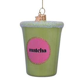 Matcha Tea Latte Glass Tree Decoration