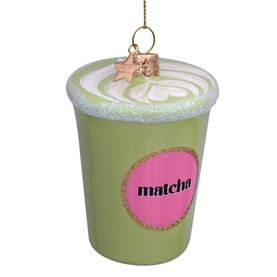 Matcha Tea Latte Glass Tree Decoration