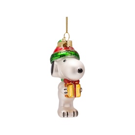 Snoopy With Present Glass Tree Decoration