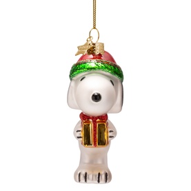 Snoopy With Present Glass Tree Decoration