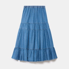 Tiered Denim Skirt