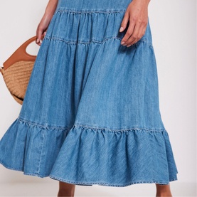 Tiered Denim Skirt