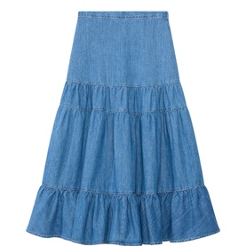 Tiered Denim Skirt