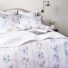 Austin Roses Duvet Set Blue